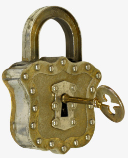 棕色金属锁钥匙素材