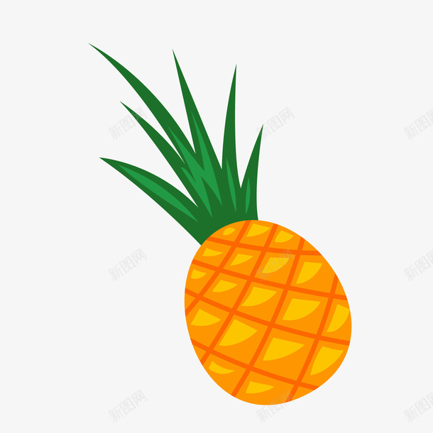黄色卡通菠萝png免抠素材_88icon https://88icon.com 卡通水果 背景装饰 黄色菠萝