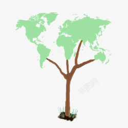 环保绿色地球树素材