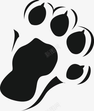 卡通黑色张开的猫爪印图标图标