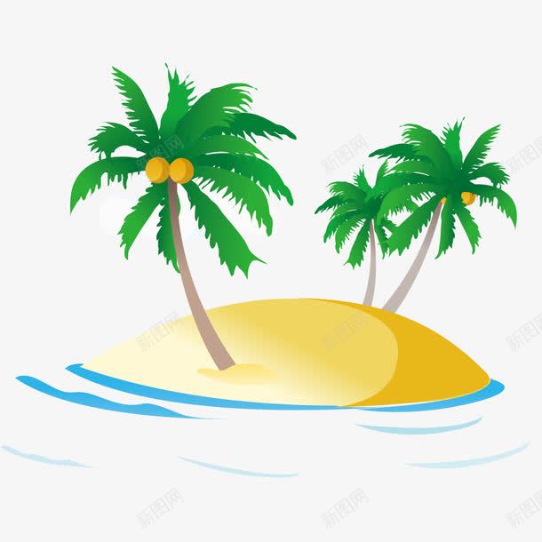 沙滩椰子树png免抠素材_88icon https://88icon.com 卡通椰子树 椰子树 水 沙滩