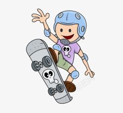 彩色卡通超酷滑板男孩素材