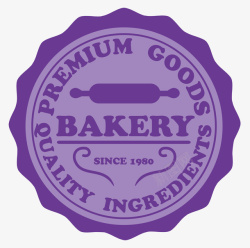紫色面包店标签矢量图素材