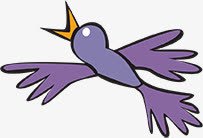 手绘紫色卡通小鸟素材