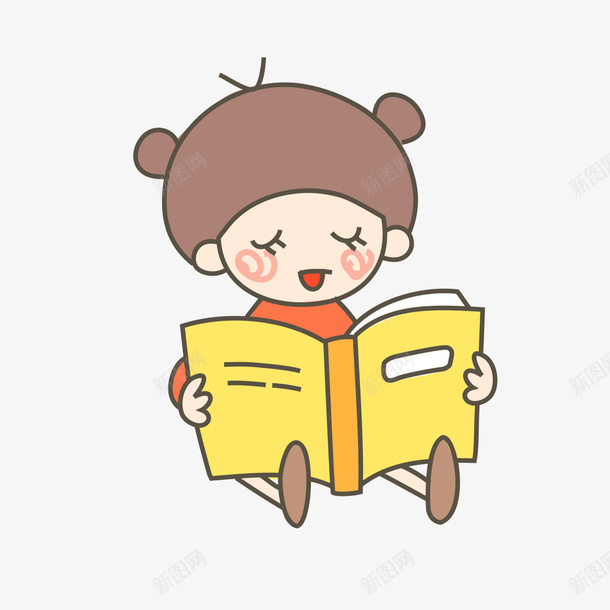 卡通小女孩读书png免抠素材_88icon https://88icon.com 卡通 卡通女孩 卡通小女孩读书 卡通读书 小女孩 读书