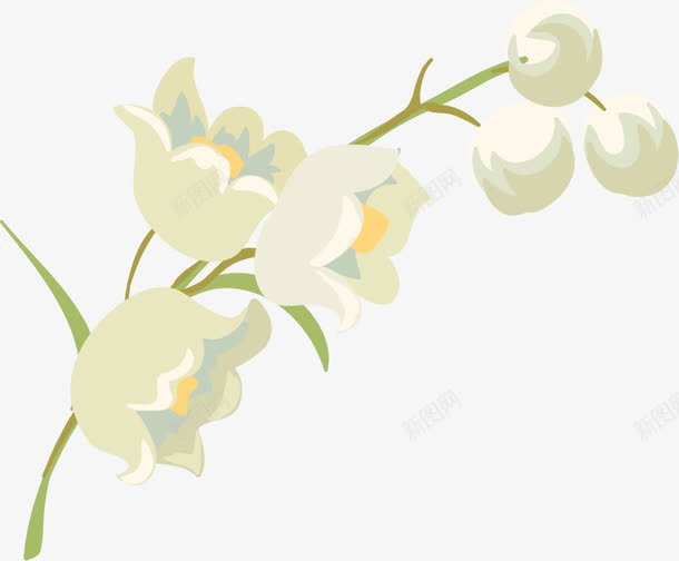 手绘白色花朵png免抠素材_88icon https://88icon.com 叶子 唯美 手绘 枝条 白色 简约 花朵 花瓣