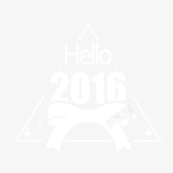 hello2016字体白色蝴蝶结装饰素材