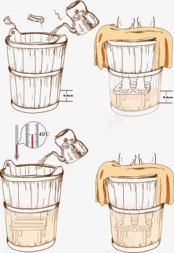洗脚桶矢量图素材