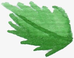 水墨随性绿色树叶素材