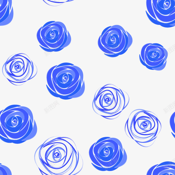 蓝色简约花朵边框纹理png免抠素材_88icon https://88icon.com 免抠PNG 简约 花朵 蓝色 边框纹理