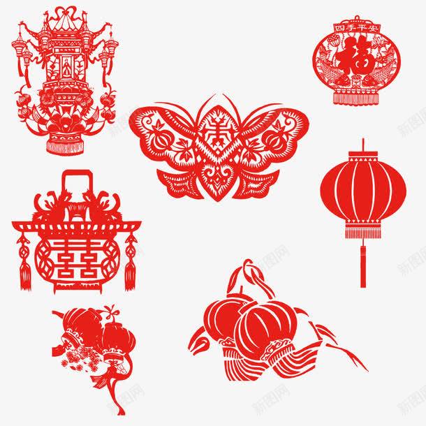 中国各式灯笼蝴蝶剪纸png免抠素材_88icon https://88icon.com 中国风 剪纸 灯笼 蝴蝶