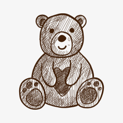 熊玩偶素描画矢量图素材