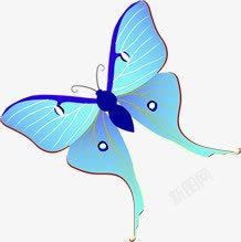 手绘创意蓝色的飞舞的蝴蝶素材