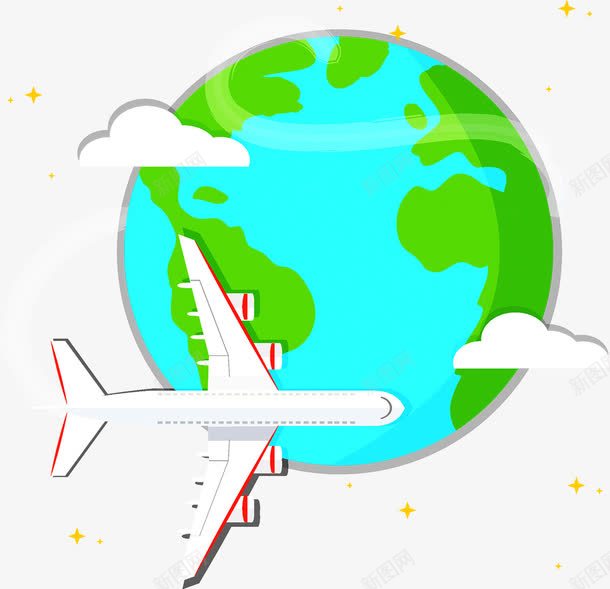 地球飞机png免抠素材_88icon https://88icon.com 地球 旅游 旅行 绿色 飞机