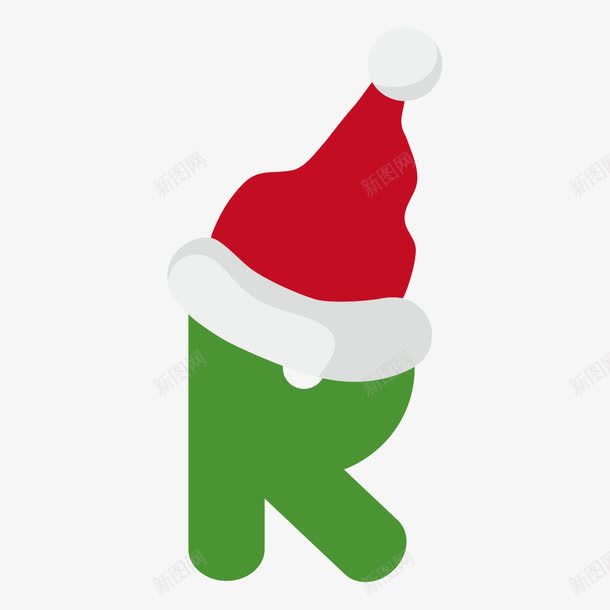 圣诞字母Rpng免抠素材_88icon https://88icon.com 3D字母 圣诞字母R 圣诞帽创意字母 字母带圣诞帽 彩色字母 彩色立体字 立 立体字母 绿色 艺术字 艺术字母