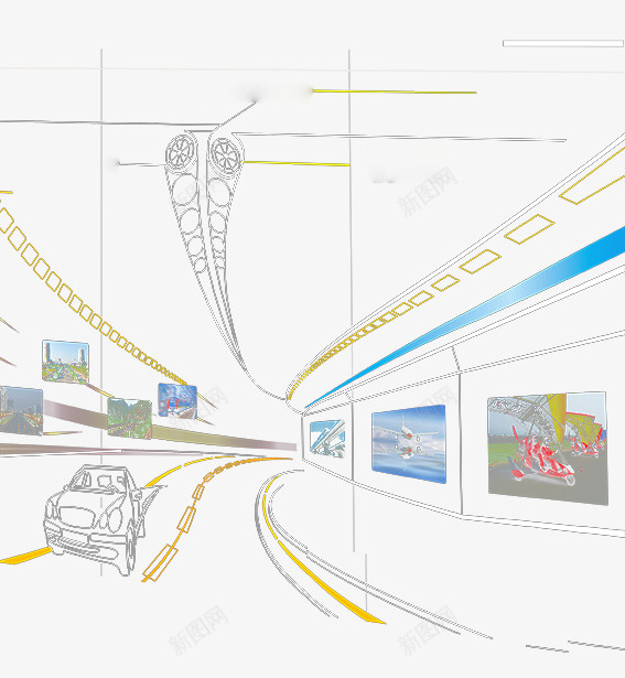 城市风景psd免抠素材_88icon https://88icon.com 地铁 城市风景 车