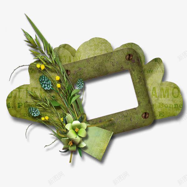 草绿花边边框相框png免抠素材_88icon https://88icon.com png 相框 花边 草绿 装饰 边框