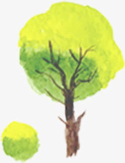 手绘立体素描绿色树苗素材