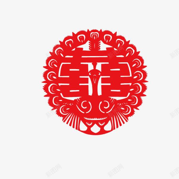 双喜爱心剪纸红色圆形png免抠素材_88icon https://88icon.com 剪纸 双喜 圆形 爱心 红色