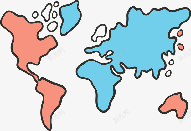 红色蓝色世界地图矢量图ai免抠素材_88icon https://88icon.com 世界地图 分类地图 占比地图 地图 矢量png 红蓝色 矢量图