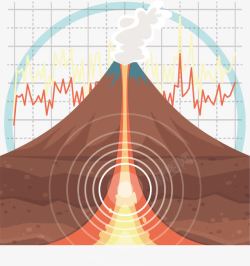 手绘火山素材