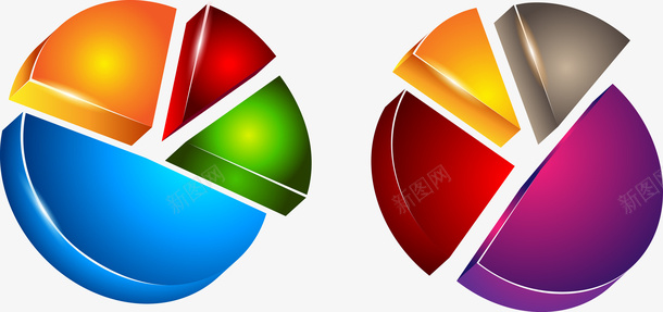 立体饼状图矢量图ai免抠素材_88icon https://88icon.com 橙色 立体饼状图 紫色 红色 统计图 蓝色 饼状图 矢量图