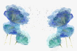 手绘水彩蓝色花朵装饰素材