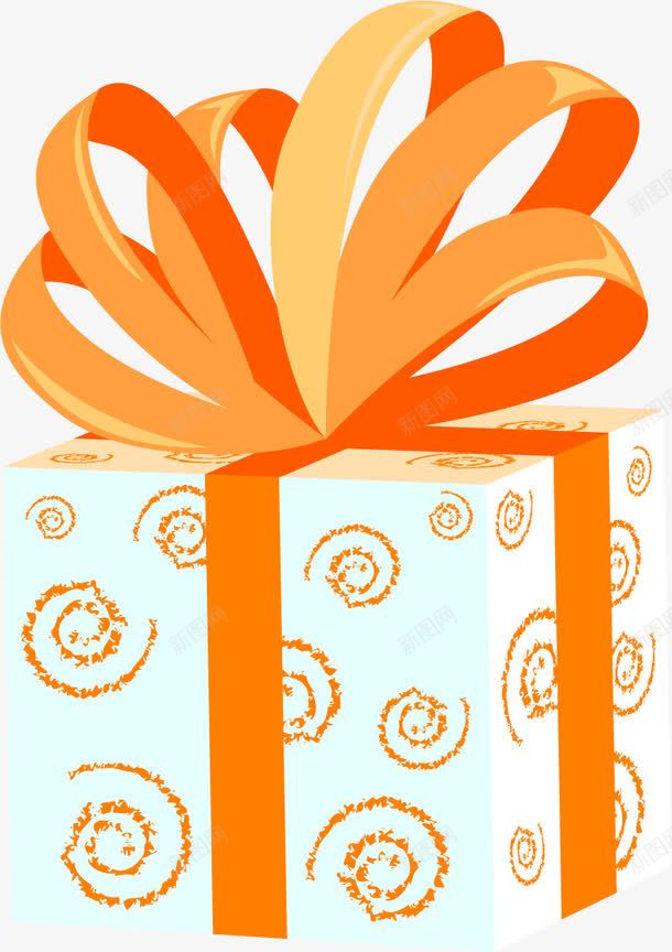 橙色的丝带及圈圈底纹的礼盒png免抠素材_88icon https://88icon.com 丝带 圈圈 底纹 橙色 礼盒