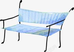 创意水彩合成蓝色复古椅子素材