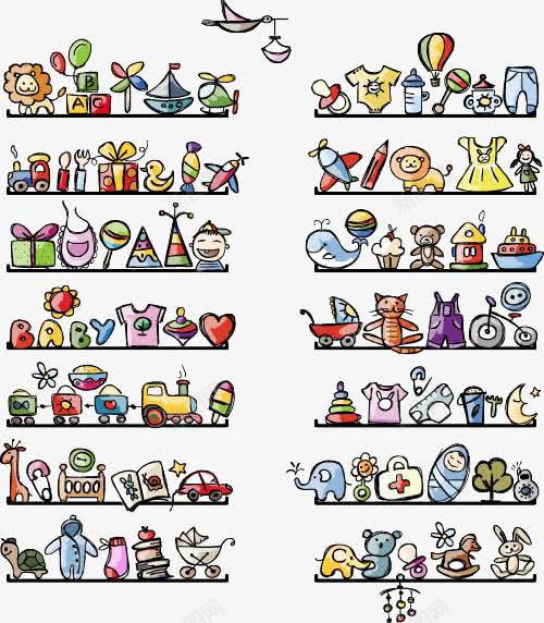 卡通动物玩具陈列背景png免抠素材_88icon https://88icon.com 动物 卡通 玩具