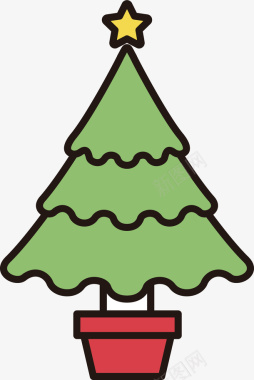 彩色块装饰卡通圣诞树标矢量图图标图标