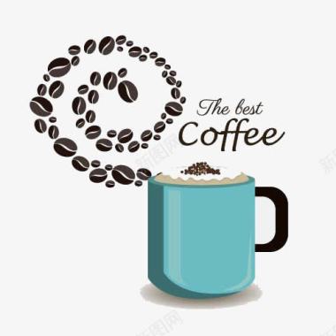 时尚咖啡标签咖啡字母与咖啡杯图标图标