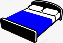 黑色的床蓝色的床单素材