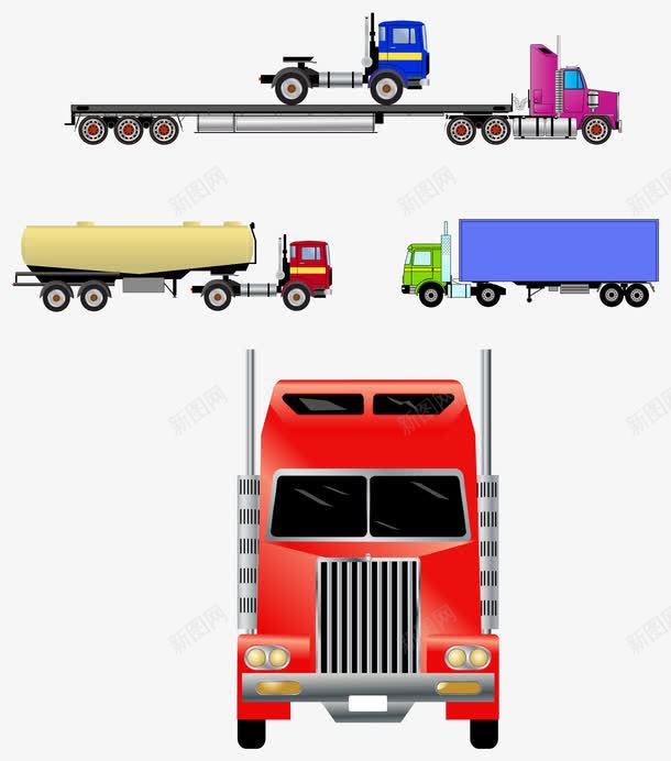 卡车和拖车png免抠素材_88icon https://88icon.com 红色卡车 货车 运输车辆