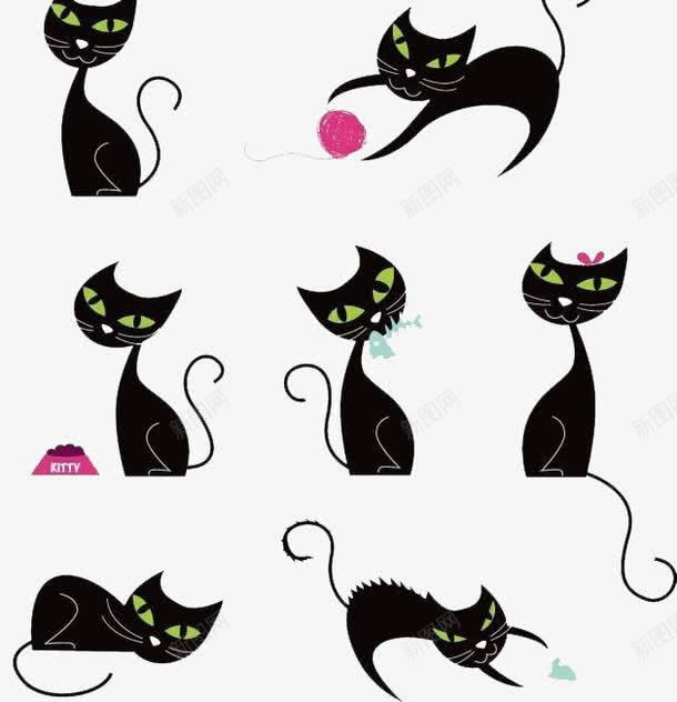 猫猫插画png免抠素材_88icon https://88icon.com 卡通猫 插画 猫猫 黑猫