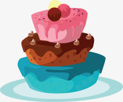 三层彩色生日蛋糕矢量图素材