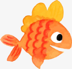 海洋生物手绘橙色小鱼素材