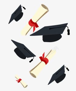 毕业证书和博士帽素材