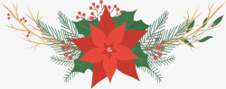 红色花朵圣诞标题框矢量图素材