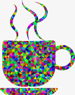 创意彩色块咖啡杯素材