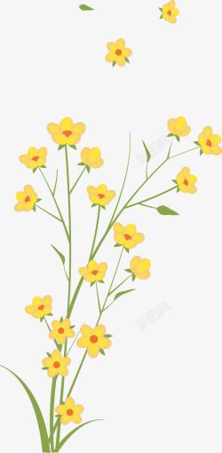 创意手绘扁平黄色的花卉植物素材