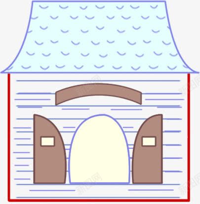 手绘蓝色漫画建筑装饰png免抠素材_88icon https://88icon.com 建筑 漫画 蓝色 装饰