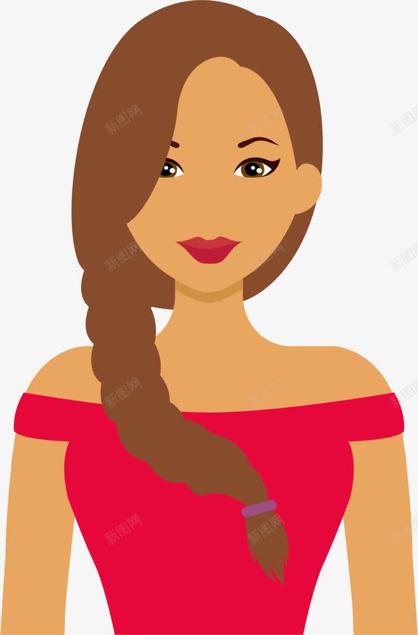 美丽女性长辫盘发发型png免抠素材_88icon https://88icon.com 发型 时尚 潮流 潮流发型 美丽女性 长辫发型