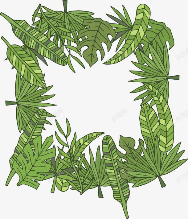 绿色芭蕉叶子标题框png免抠素材_88icon https://88icon.com 植物标题框 矢量素材 绿色 芭蕉叶 针叶