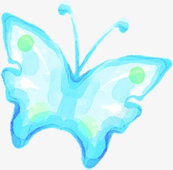 手绘蓝色蝴蝶水彩素材