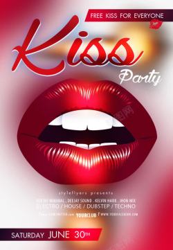 酒吧KISS派对海报素材