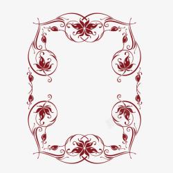 红色大花卷欧式竖边框素材