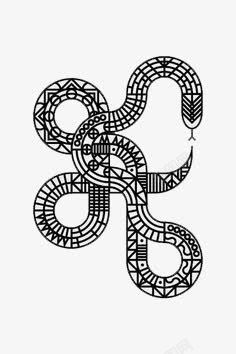 黑色几何线条长蛇素材