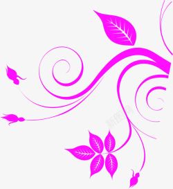 紫色卡通花纹装饰素材