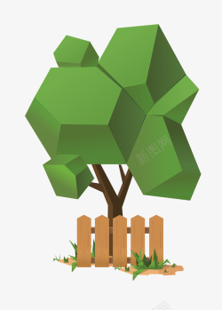 绿色创意立体大树矢量图素材